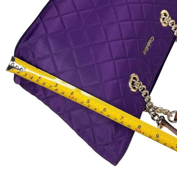 Calvin Klein Quilted Tote Bag Purple Chain Leather Handles Gold Hardware Preppy - Picture 8 of 14